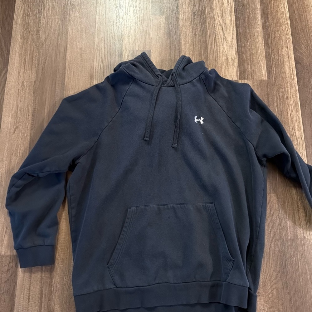 Under Armour Men's Black Hooded Pullover with White Logo